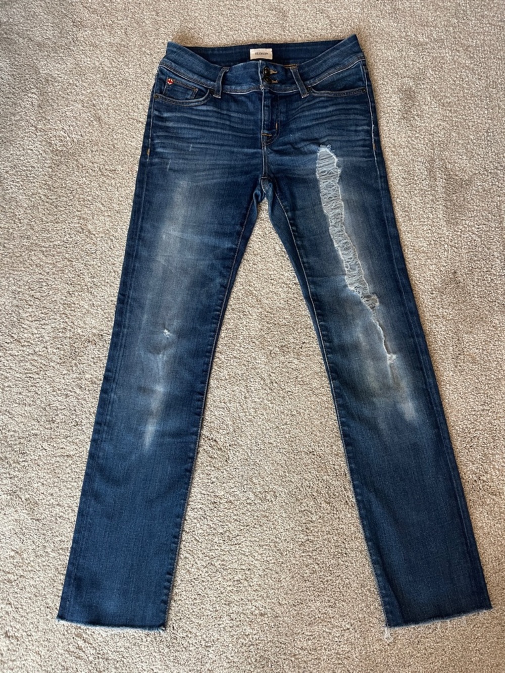 Hudson Ginny Crop Women’s Distressed Dark Blue Jeans
